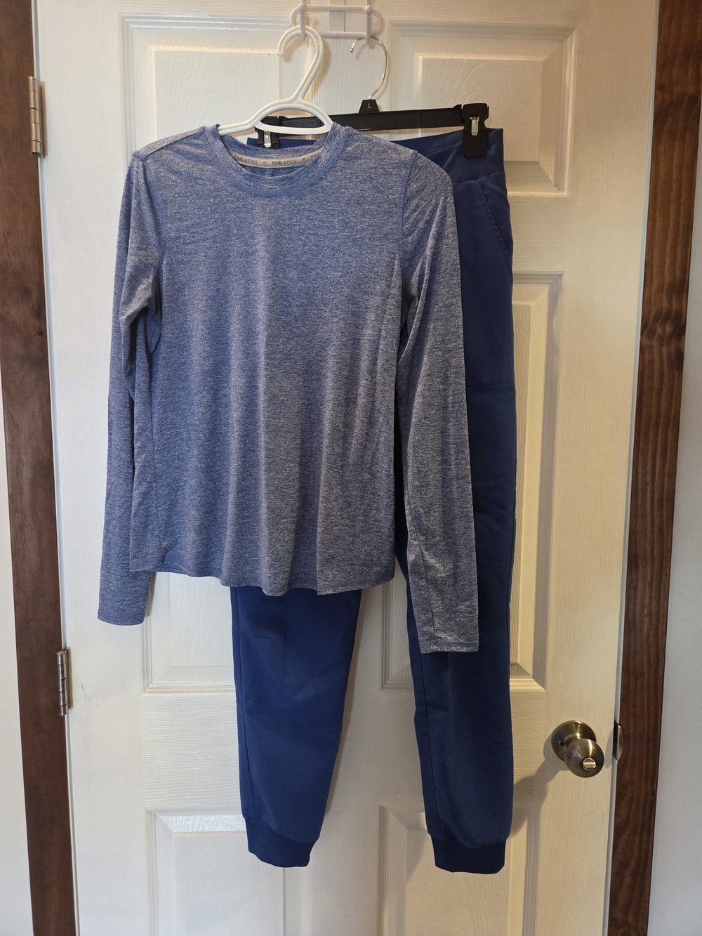 Fabletics Blue Heather Long Sleeve Top with Blue Joggers